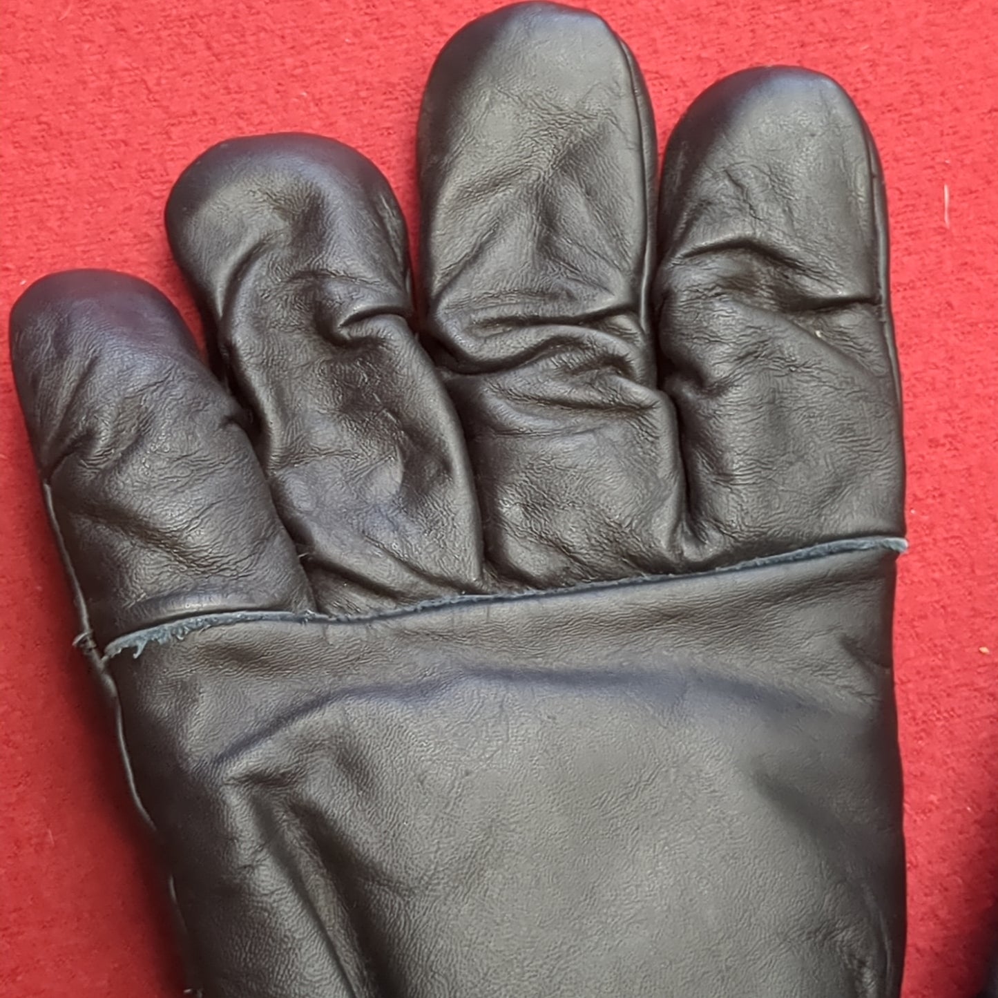 Pair of Black Leather Cold/Wet Weather Gloves Size Medium (cb04-9)