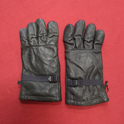 Pair of Black Leather Cold/Wet Weather Gloves Size 4 (cb04-17)