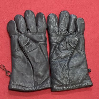 Pair of Black Leather Cold/Wet Weather Gloves Size 4 (cb04-17)