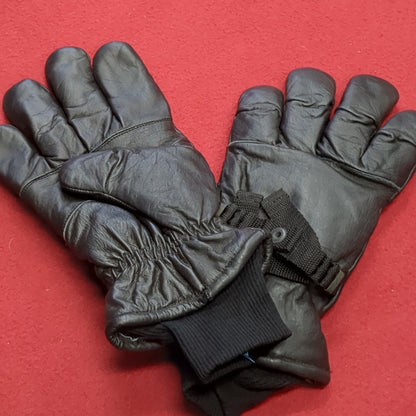 Pair of Black Leather Cold/Wet Weather Gloves Size Medium (cb04-13)