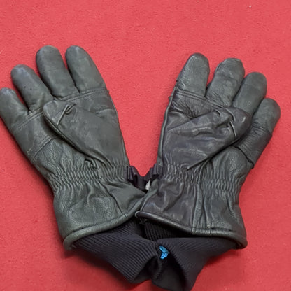 Pair of Black Leather Cold/Wet Weather Gloves Size Medium (cb04-12)