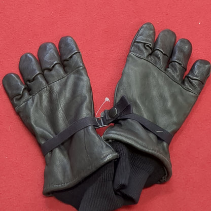 Pair of Black Leather Cold/Wet Weather Gloves Size Small (2) (cb04-16)