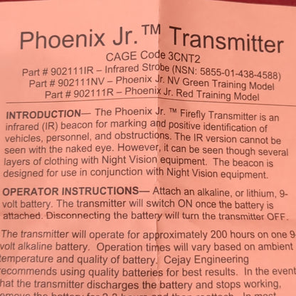 US army cejay phoenix jr, nvg infrared, ir night vision strobe beacon used *J09 ab02-enu15*