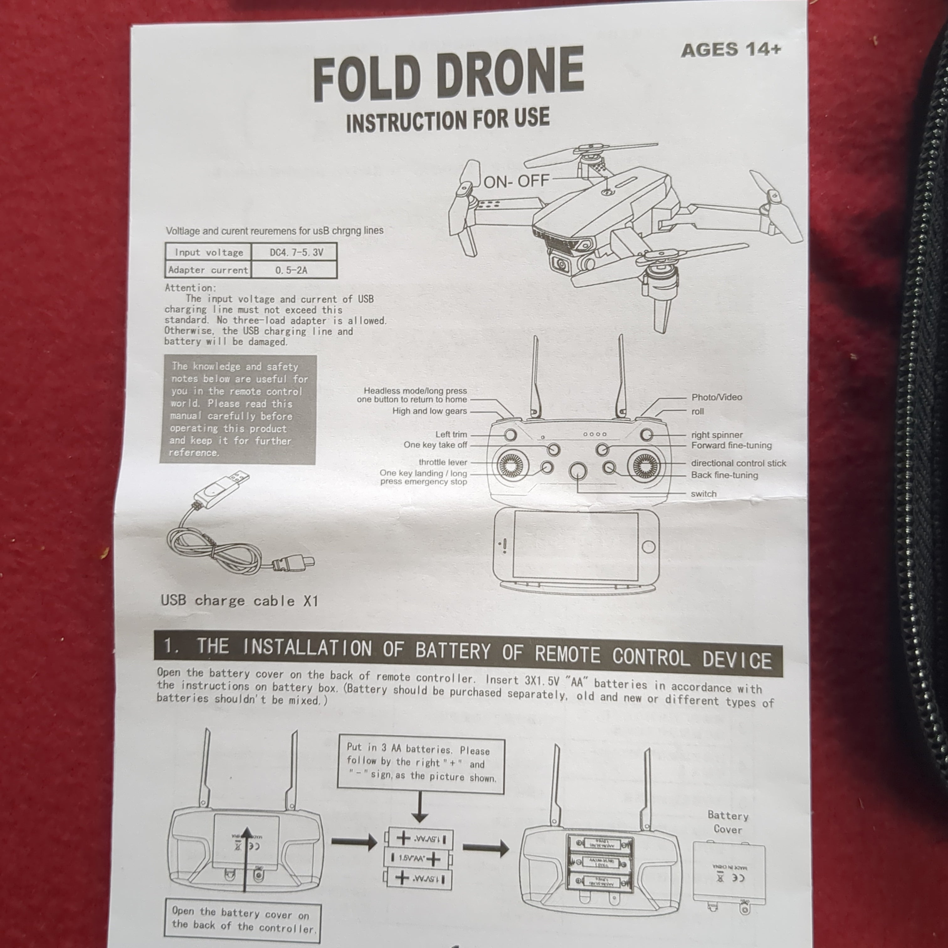 NOS Aerial Monster Fold Drone With Control Pad Camera and Accessories 35cr ca3 AUG267