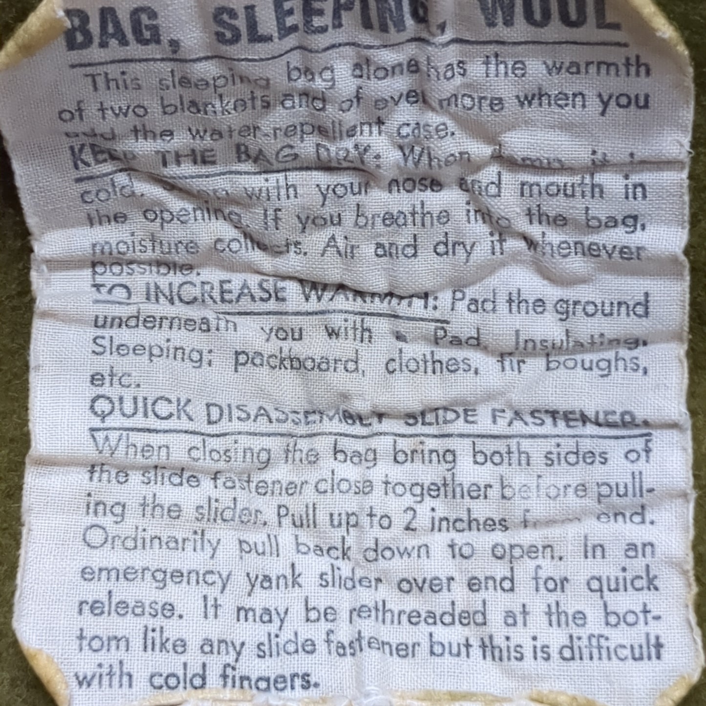 US Army Pilgrim Curtain CO. Wool Sleeping Bag OD Green (BB13-AUG342)
