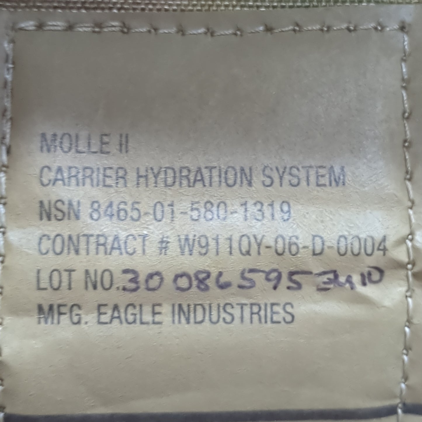 US Army Issued Tactical MOLLE Hydration 3L *carrier Only*  Good Condition (08o- db01-AUG350)
