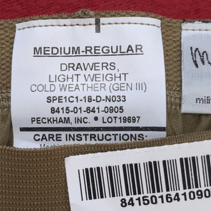 NWT US Army Coyote Medium Regular Silks Gen III Level 1 Cold Weather Pants Bottom (fa07-AUG357)