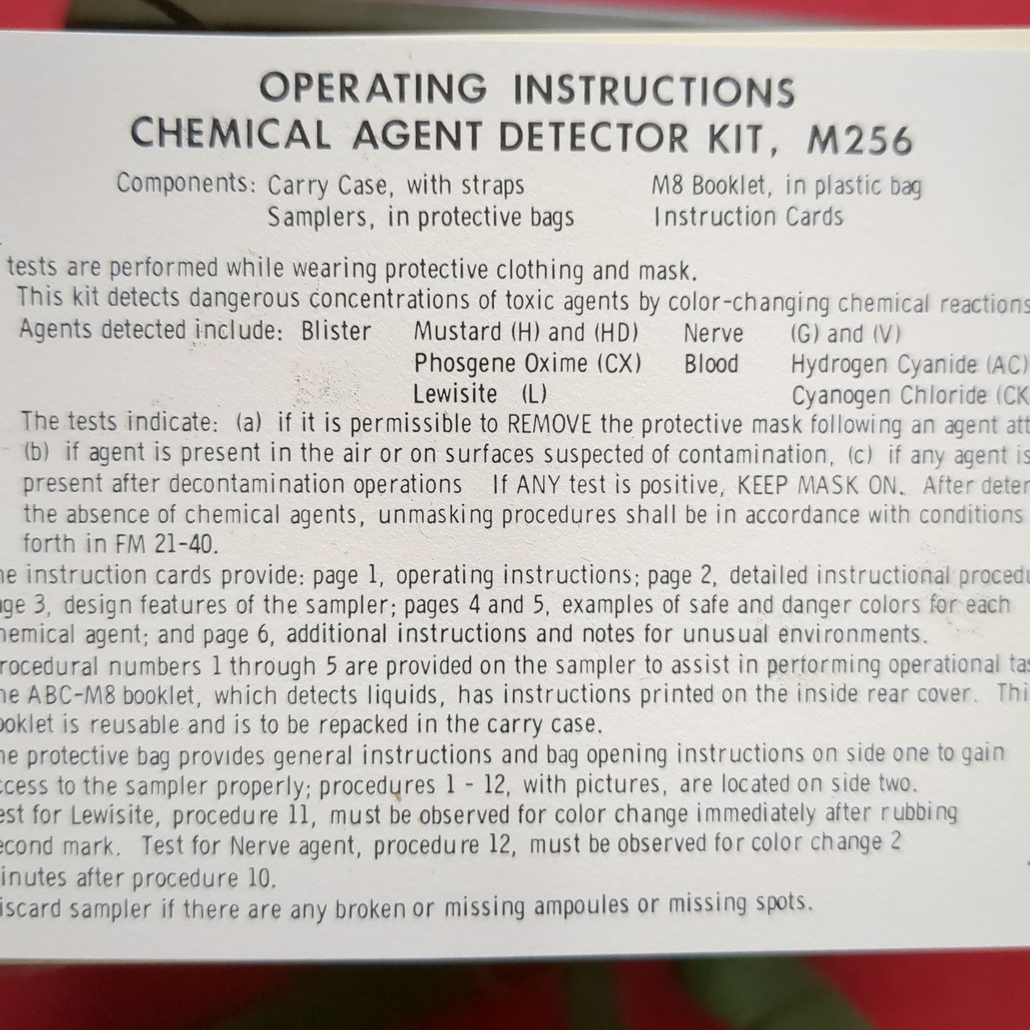 US Army M256A1 Chemical Detector Kit Complete in Box (11cc ca12-09)