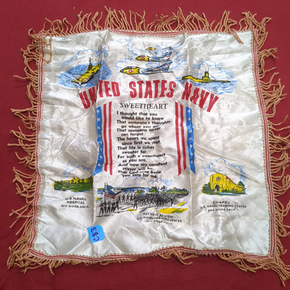 Vintage US Navy "Sweetheart" Sweetheart Pillow Case (11cc- ca12-C83)