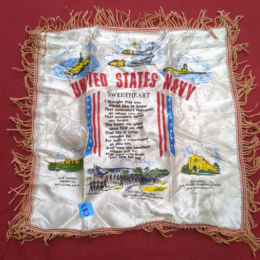 Vintage US Navy "Sweetheart" Sweetheart Pillow Case (11cc- ca12-C83)