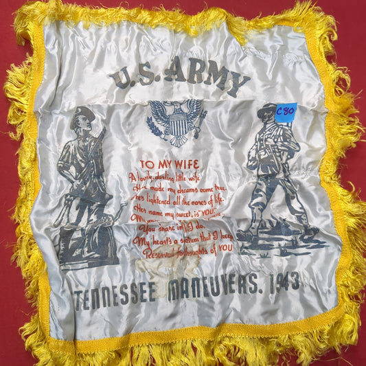 Vintage WWII US Army "To My Wife" Sweetheart Pillow Case (11cc- ca12-C80)
