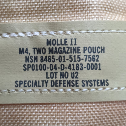 NOS *Lot of 2* US Army Specialty Defense Systems Double 2 Mag Pouchs DCU Molle II Excellent (17s- (ab08-AUG387)