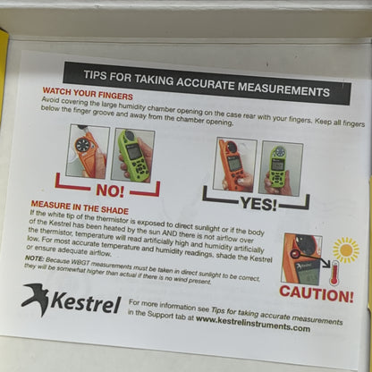 NOS Kestrel 5500 Rugged Weather Meter Tan Excellent In Box Complete (bar ac04-AUG390)
