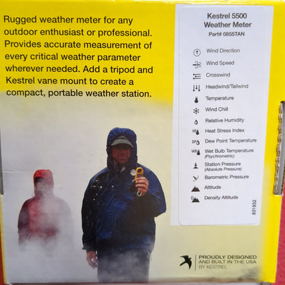 NOS Kestrel 5500 Rugged Weather Meter Tan Excellent In Box Complete (bar ac04-AUG390)