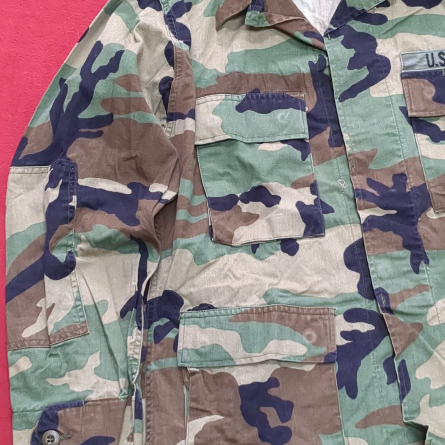 US Army MEDIUM SHORT Uniform Top BDU WOODLAND Pattern Excellent condition (14o db4-24)