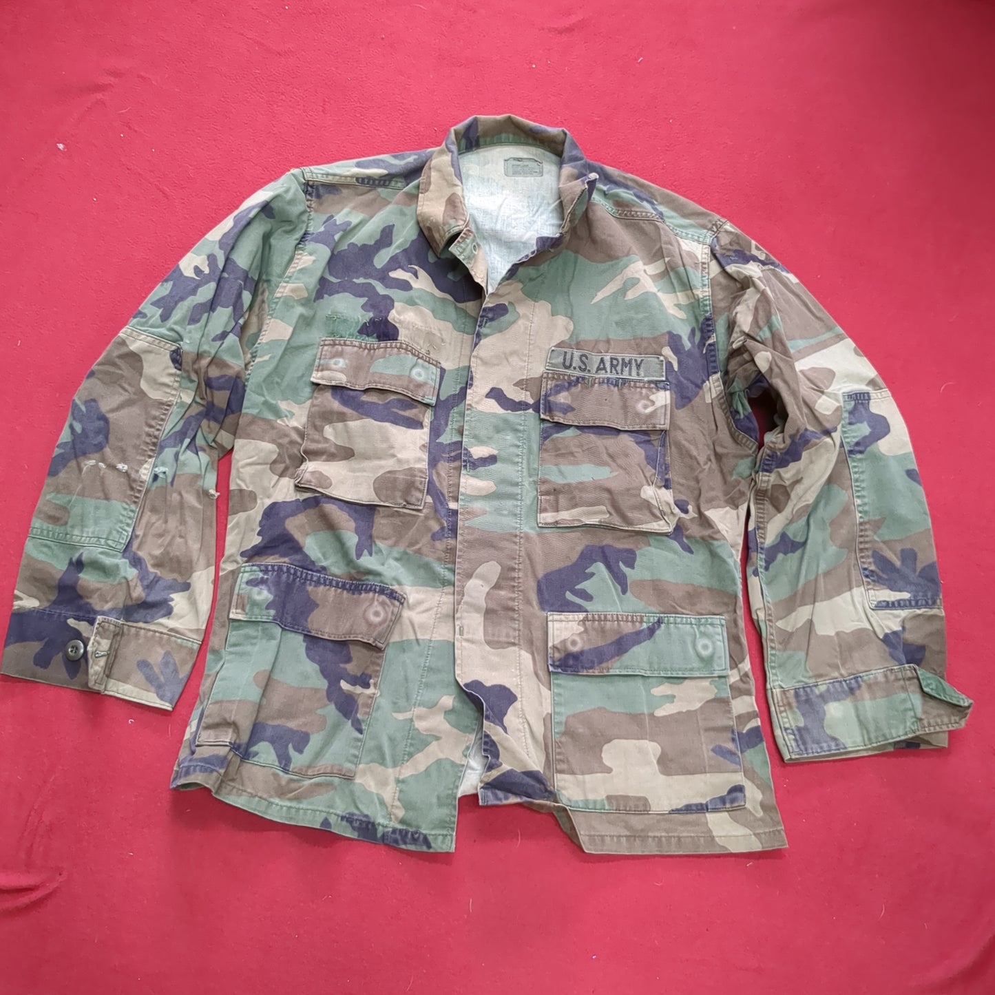 US Army MEDIUM SHORT Uniform Top BDU WOODLAND Pattern USED (14o db4-27)