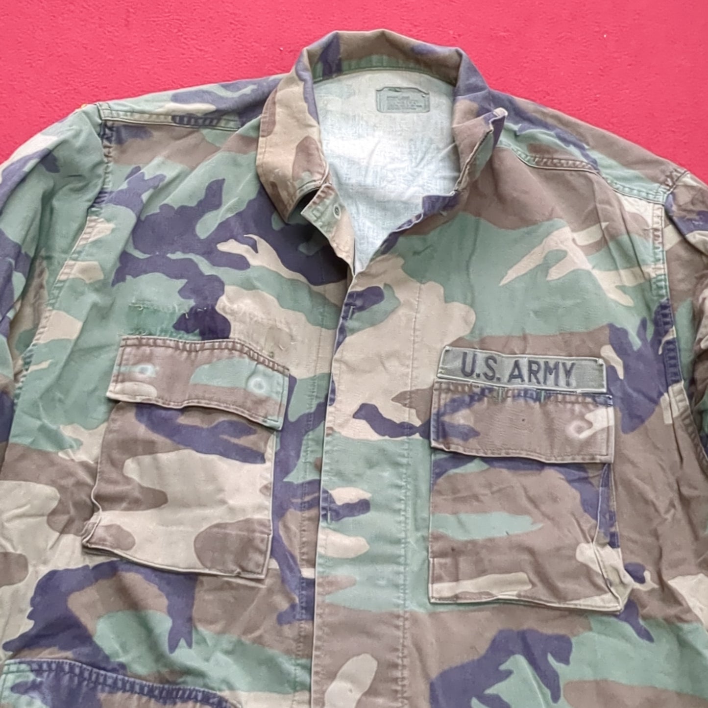 US Army MEDIUM SHORT Uniform Top BDU WOODLAND Pattern USED (14o db4-27)