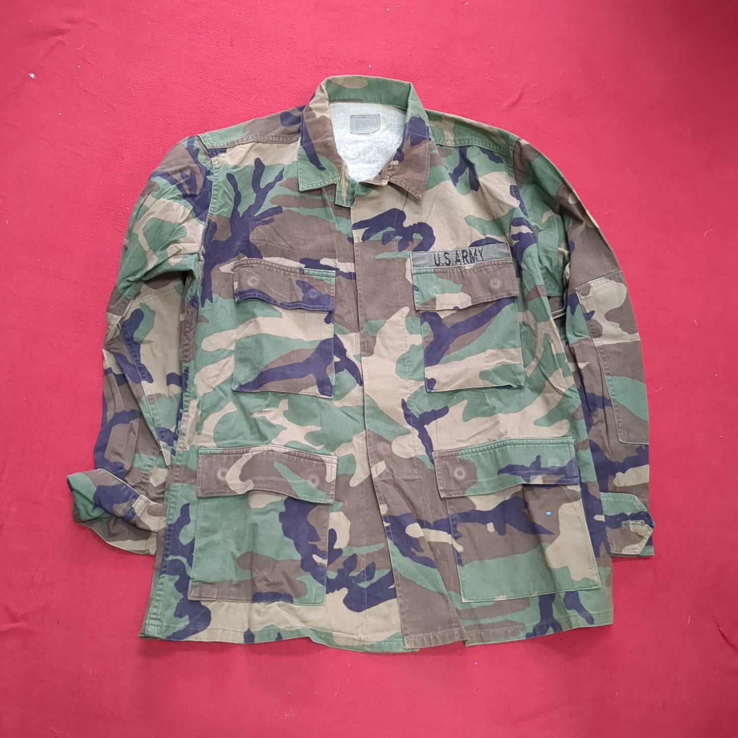 US Army MEDIUM SHORT Uniform Top BDU WOODLAND Pattern Used  (14o db4-26)