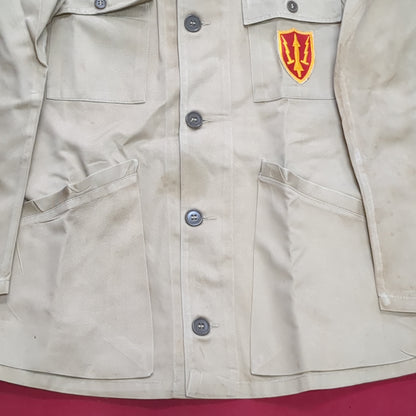 VINTAGE 1960s Sz 42 US Army 10-X AIR DEFENSE COMMAND Long-Sleeve Shirt Excellent Condition (28o da04-13)