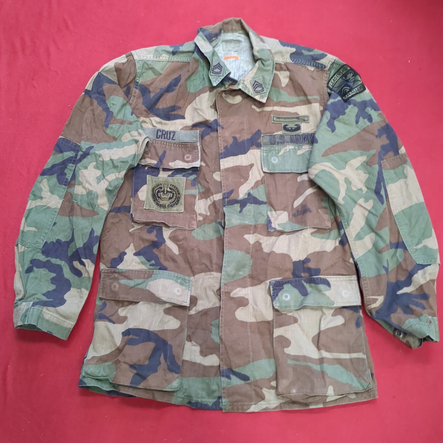 US Army Small Regular Flight BDU Woodland Cold Weather Top Jacket Good Condition (a03 DC01-B)
