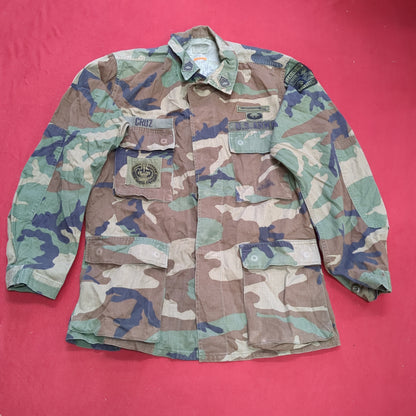 US Army Small Regular Flight BDU Woodland Cold Weather Top Jacket Good Condition (a03 DC01-B)