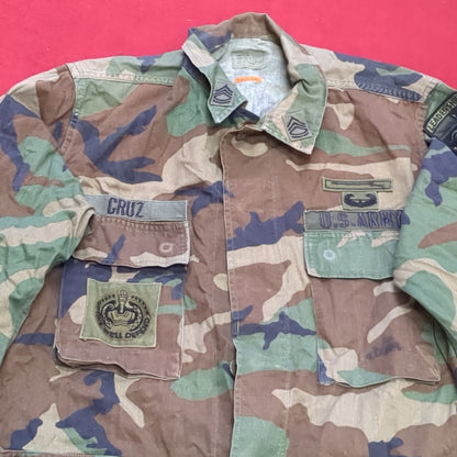 US Army Small Regular Flight BDU Woodland Cold Weather Top Jacket Good Condition (a03 DC01-B)