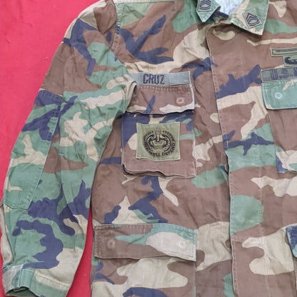 US Army Small Regular Flight BDU Woodland Cold Weather Top Jacket Good Condition (a03 DC01-B)