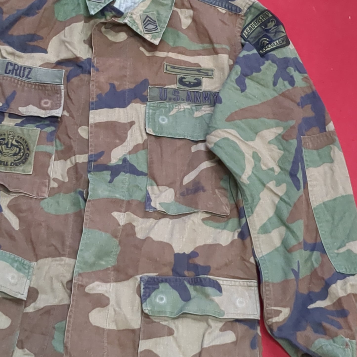 US Army Small Regular Flight BDU Woodland Cold Weather Top Jacket Good Condition (a03 DC01-B)