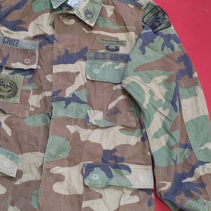 US Army Small Regular Flight BDU Woodland Cold Weather Top Jacket Good Condition (a03 DC01-B)