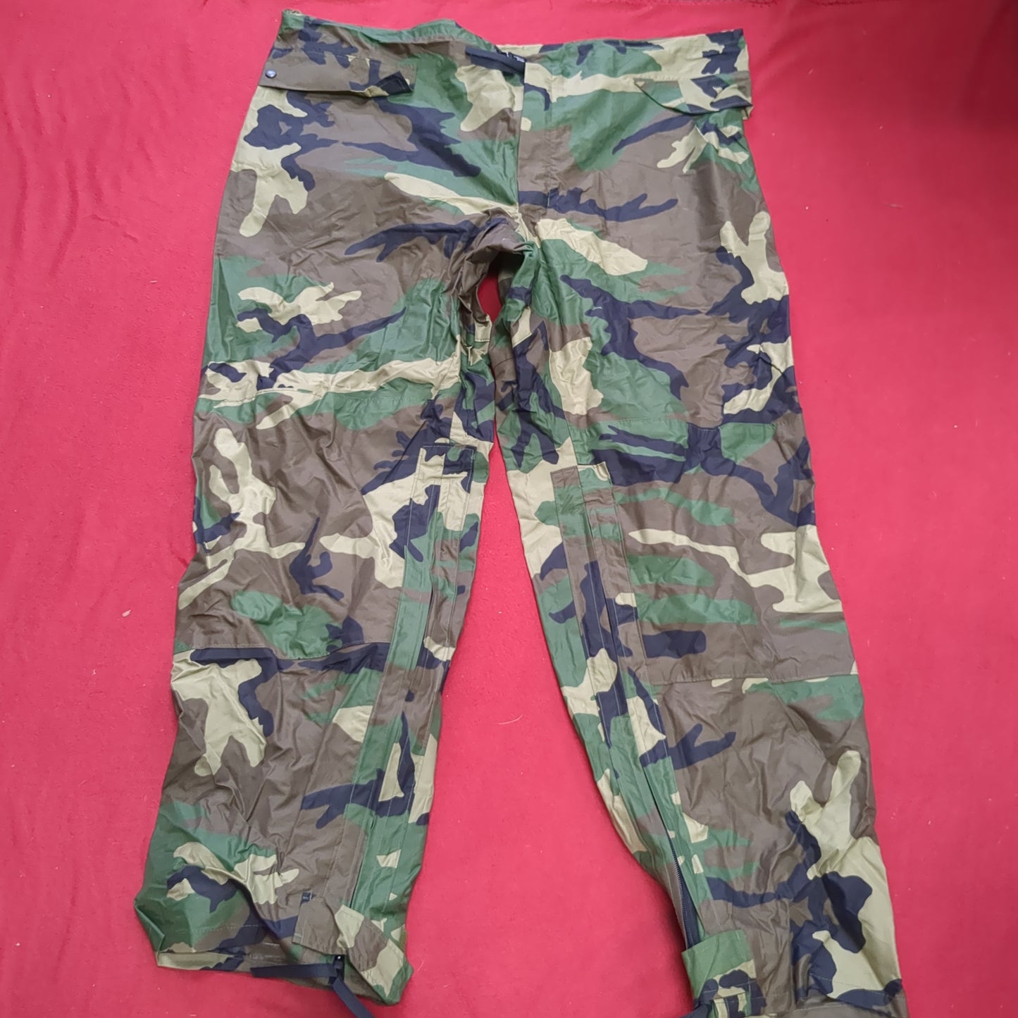 BDU Large Woodland Wet Weather Waterproof Pants Trousers Good Condition (a04 DC02-i)