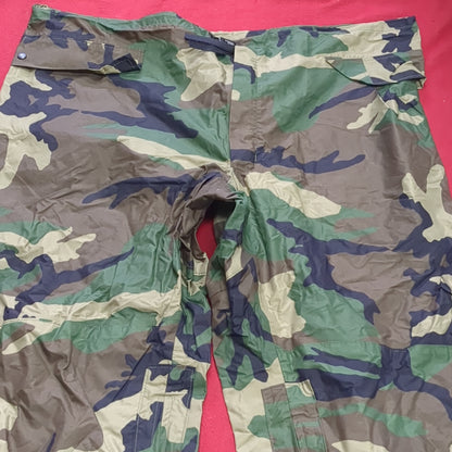 BDU Large Woodland Wet Weather Waterproof Pants Trousers Good Condition (a04 DC02-i)