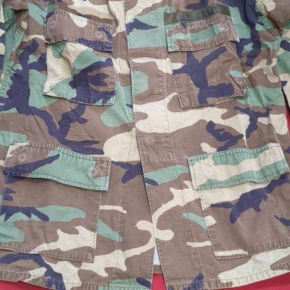 US Army Medium Regular BDU Woodland Top Jacket Good Condition (a10 DC4-s)