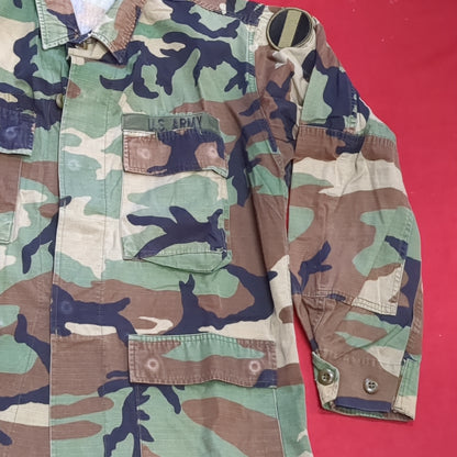US Army Medium Regular BDU Woodland Top Jacket Good Condition (a10 DC4-g)