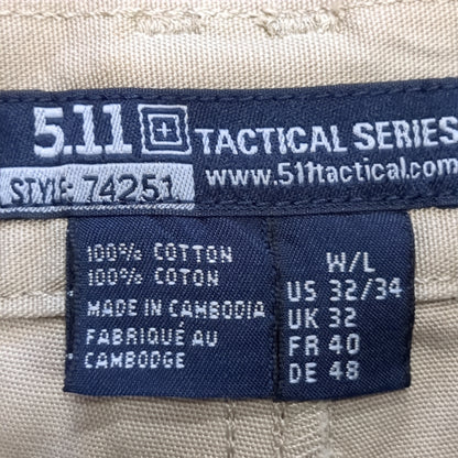 5.11 TACTICAL Men's 32 W/34 L Style-74251 Khaki Pants Tactical Series Excellent Condition (A13  db7-4)