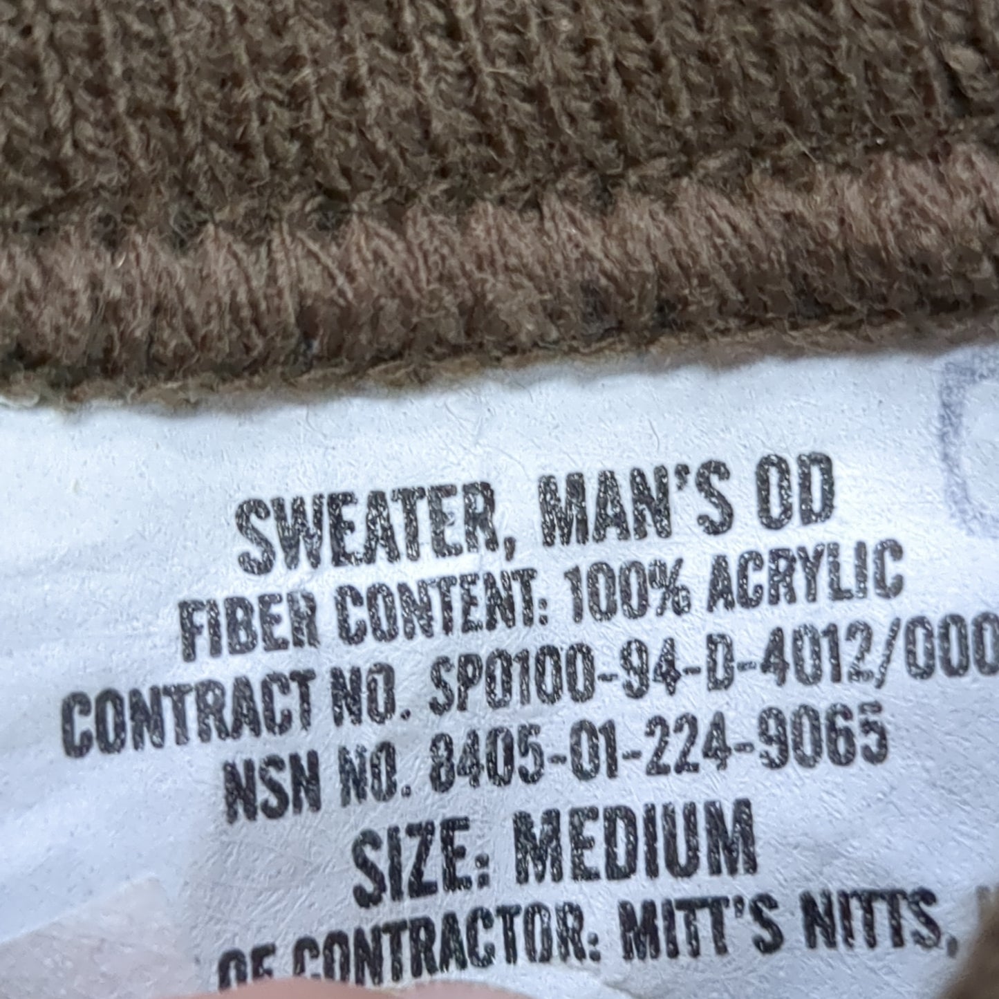 US Army Medium Mitts Mitts 5 Button Brown Sweater Vintage (a15 db12-q)