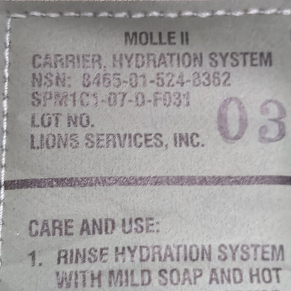 US Army Hydration System Carrier ONLY 100oz 3L Excellent Condition (eb07-MH429)