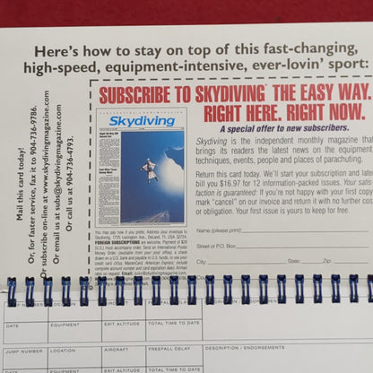 NOS SkyLog Sky Divers Log Book (manual-SEP77)