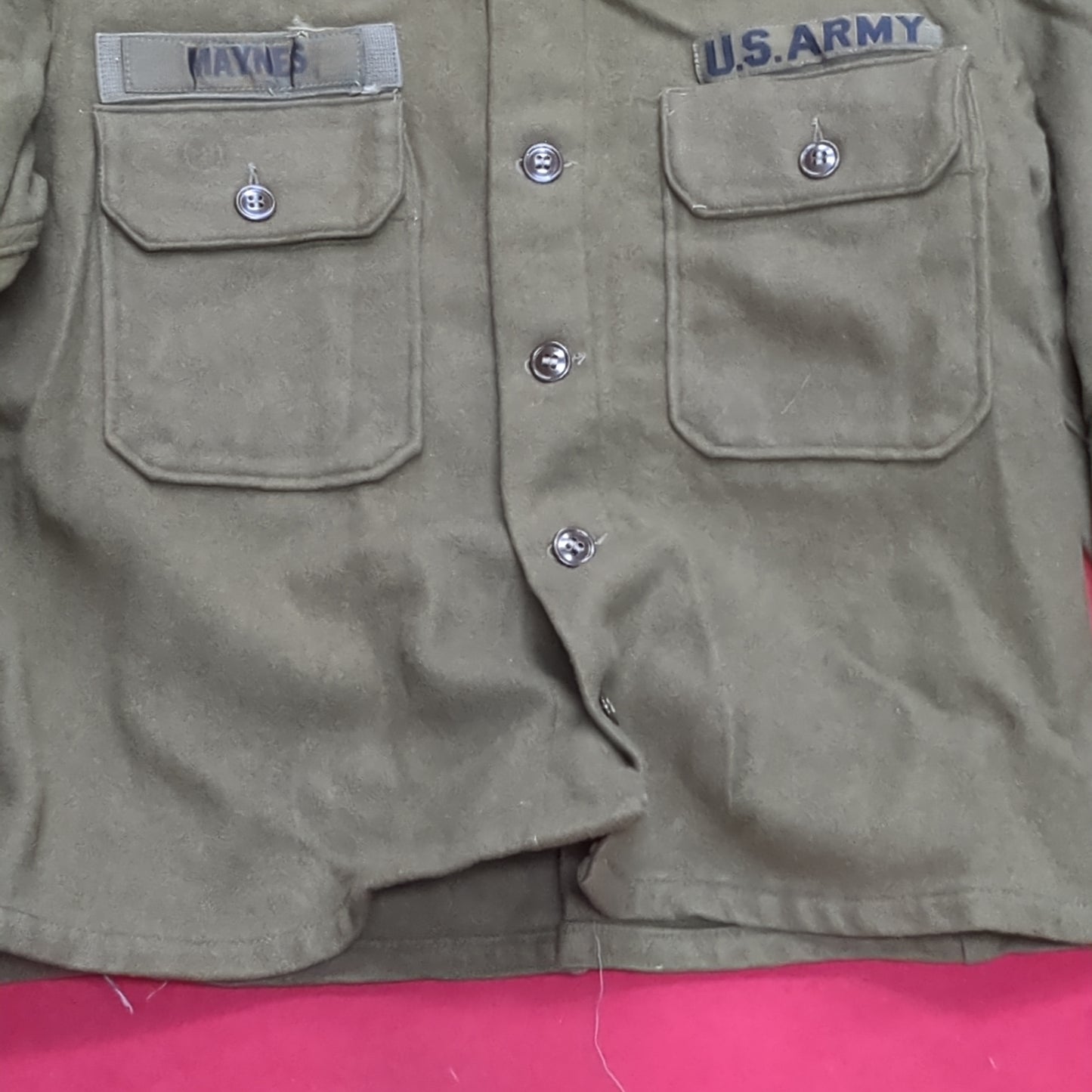 Korean War OD OG 1950s Wool Jacket Good Condition (aa15-1)