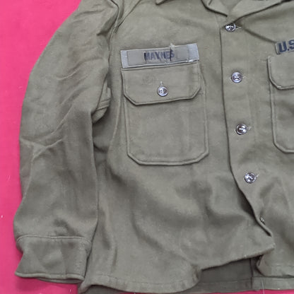 Korean War OD OG 1950s Wool Jacket Good Condition (aa15-1)