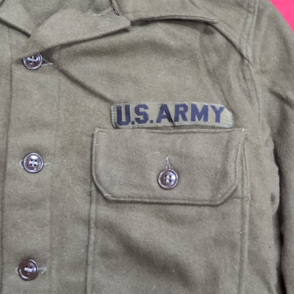 Korean War OD OG 1950s Wool Jacket Good Condition (aa15-1)