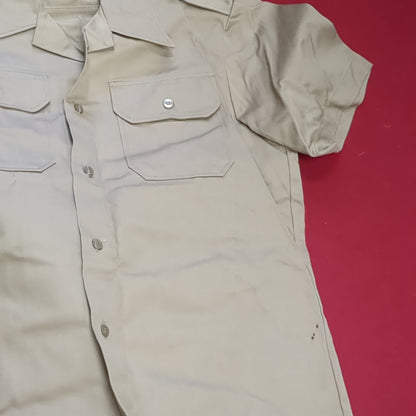 Vintage Men's U.T. 8.2oz Khaki Cotton Shirt Pants Excellent Condition (20g un-21)