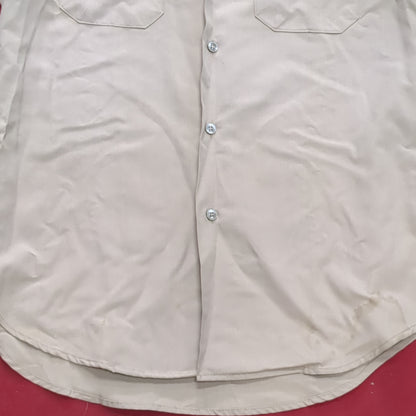 Vintage 1970s US Army Men's Uniform Large Tan Fine Silver Short-Sleeve Shirt Excellent Condition (02g CW- ea04-4)