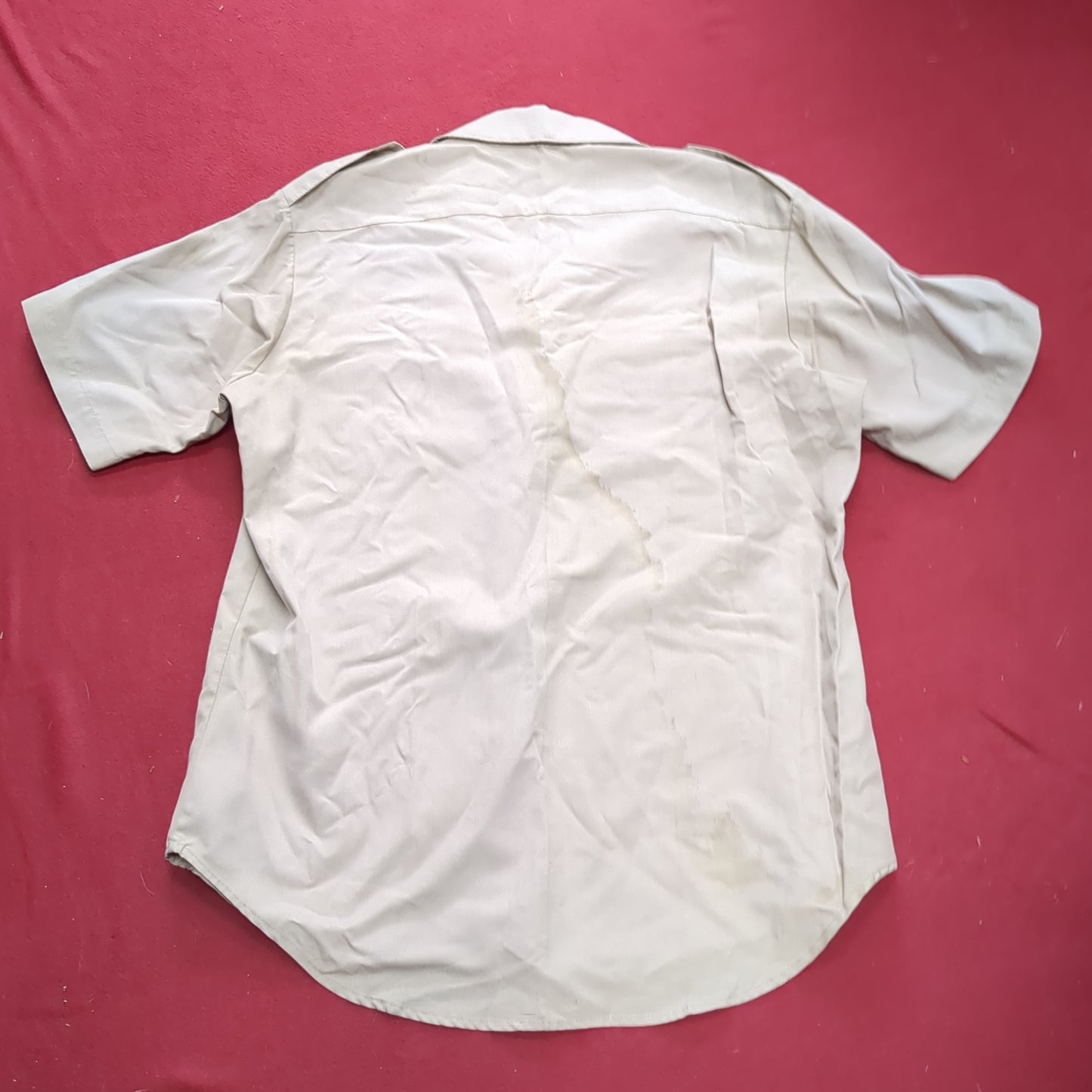 Vintage 1970s US Army Men's Uniform Large Tan Fine Silver Short-Sleeve Shirt Excellent Condition (02g CW- ea04-4)
