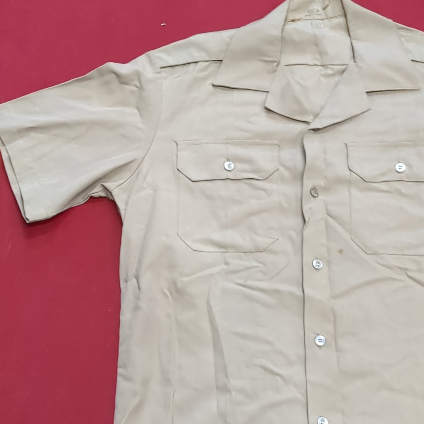Vintage 1972 US Army Men's Uniform Medium Tan 445 Short-Sleeve Shirt Good Condition (02g CW- ea04-2)
