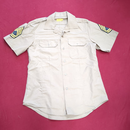 Vintage 1972 US Army Men's Uniform Medium Tan 445 Short-Sleeve Shirt Excellent condition (02g CW- ea04-3)