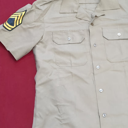 Vintage 1972 US Army Men's Uniform Medium Tan 445 Short-Sleeve Shirt Excellent condition (02g CW- ea04-3)