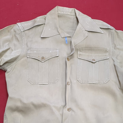 Vietnam Era US Army Men's Small Tan 445 Short-Sleeve Shirt Used (04g 25g-15)