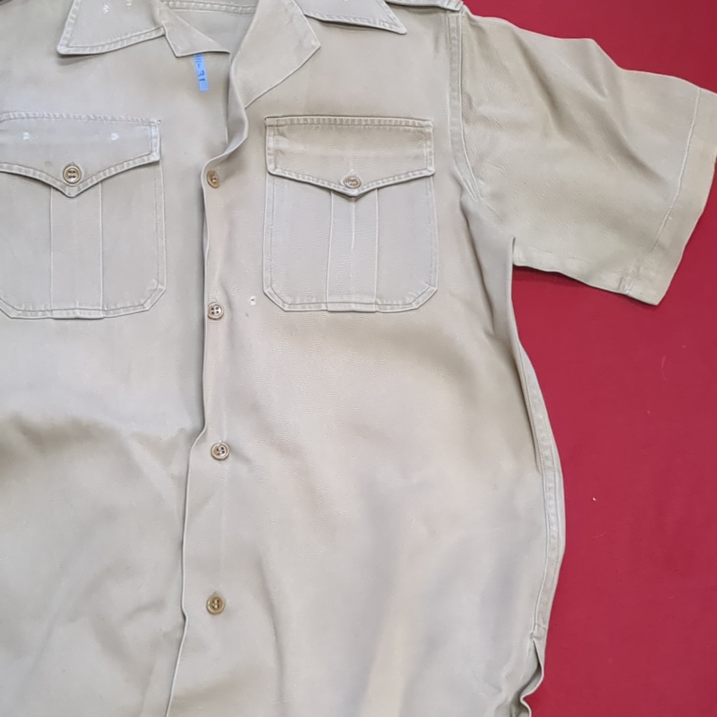 Vietnam Era US Army Men's Small Tan 445 Short-Sleeve Shirt Used (04g 25g-15)