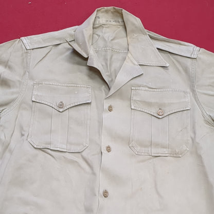 Vintage Vietnam US Army Medium Men's Uniform Tan 445 Short-Sleeve Shirt Good Condition (aa15-8)