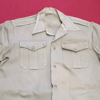 Vietnam Era US Army Men's Medium Tan 8.2 oz Short-Sleeve Shirt Good Condition (04g 25g-13)